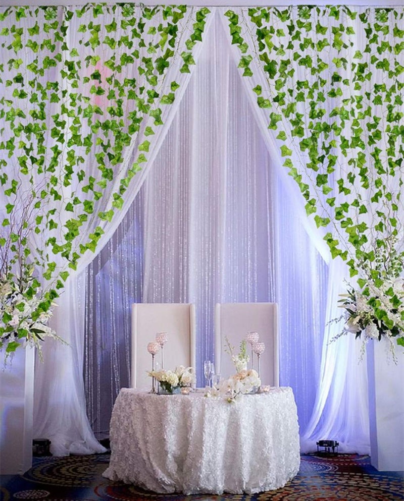 ZWYOQI 168 Feet Artificial Ivy Leaf Plants Fake Vine Hanging Garland Greenery Foliage for Home Kitchen Garden Office Wedding Wall Decor (Ivy/24 Strands) - Image 4